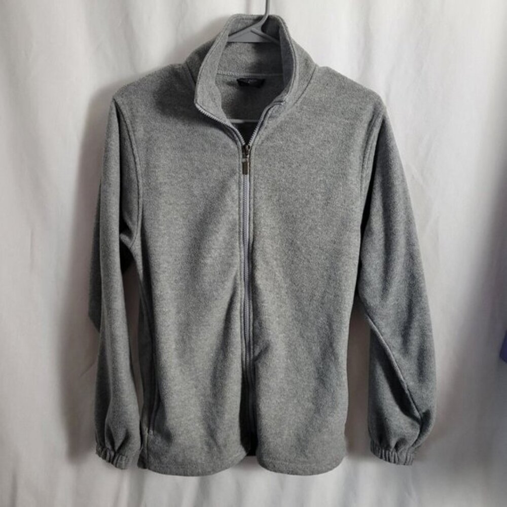 Cotton Heritage Fleece Jacket Gray Full Zip Men's Small classic activewear EUC